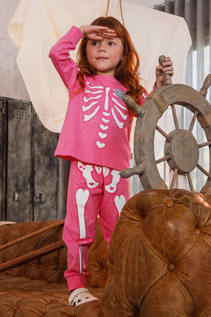 PIJAMA DE LITTLEMIC CON PANTALÓN LARGO ROSADO PARA NIÑA 2T A 5T