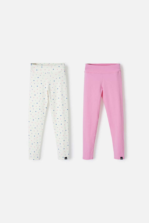 LEGGINS X2 DE MIC NEGRO Y ROSA PARA NIÑA