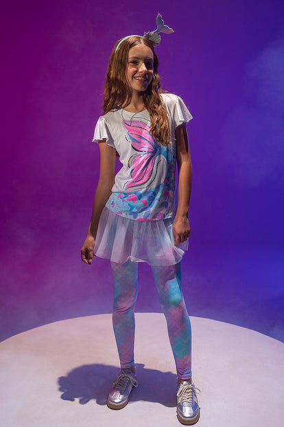 CONJUNTO MIC MULTICOLOR CON FALDA TIPO TUTÚ PARA NIÑA