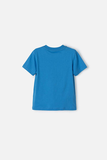 CAMISETA LITTLEMIC AZUL CUELLO REDONDO PARA NIÑO 2T A 5T