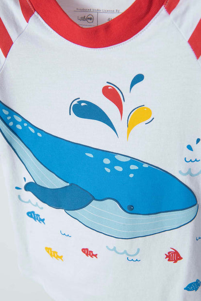 CAMISETA LITTLEMIC BLANCO Y ROJO MANGA CORTA PARA NIÑO 2T A 5T