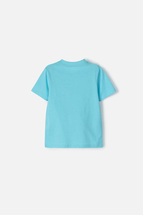 CAMISETA LITTLEMIC TURQUESA ESTAMPADA EN FRENTE PARA NIÑO 2T A 5T