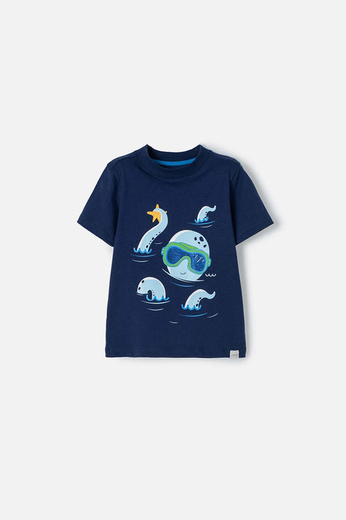 Card slide image -  CAMISETA LITTLEMIC AZUL CUELLO REDONDO PARA NIÑO 2T A 5T