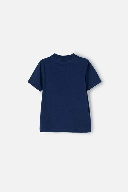 CAMISETA LITTLEMIC AZUL CUELLO REDONDO PARA NIÑO 2T A 5T