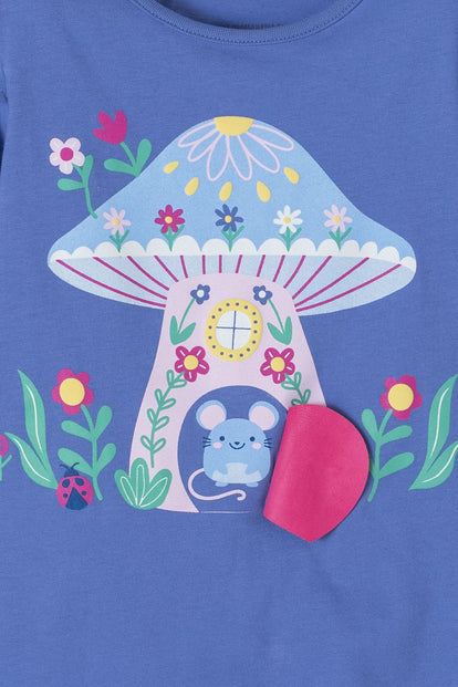 CAMISETA LITTLEMIC AZUL ESTAMPADA EN FRENTE PARA NIÑA 2T A 5T