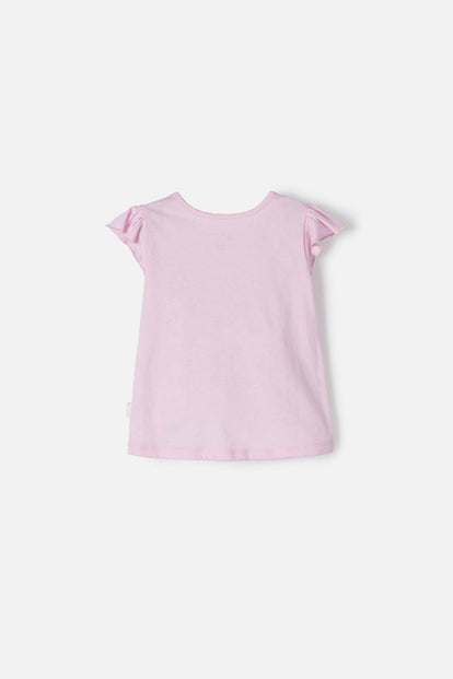 CAMISETA LITTLEMIC ROSADA CON ESTAMPADO EN FRENTE PARA NIÑA 2T A 5T