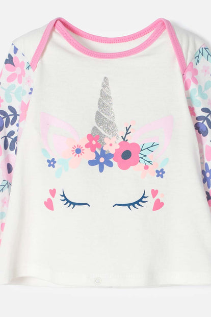 PIJAMA LITTLEMIC CON PANTALÓN LARGO MULTICOLOR PARA BEBÉ NIÑA