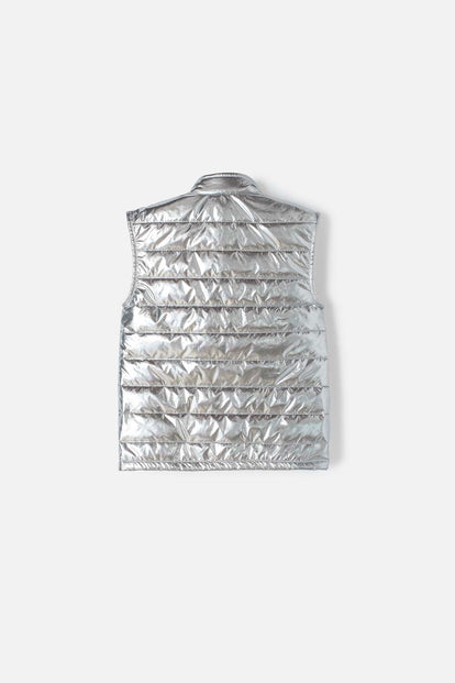 CHALECO MIC COLOR PLATA CON CIERRE FRONTAL PARA NIÑA