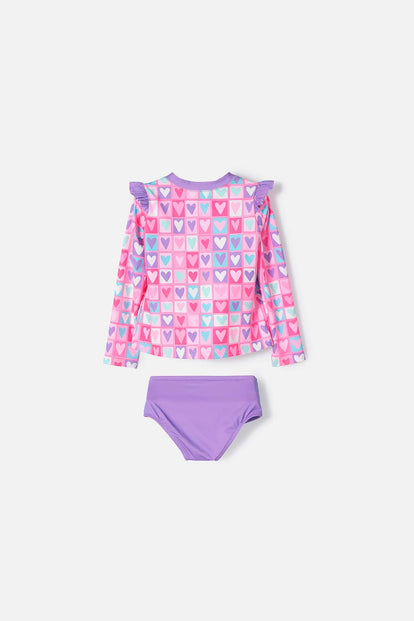 VESTIDO DE BAÑO LITTLEMIC MANGA LARGA MULTICOLOR PARA NIÑA 2T A 5T