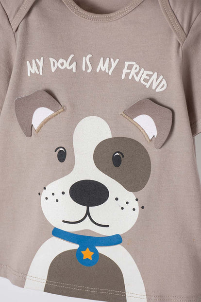 CONJUNTO  DE LITTLEMIC CON PANTALÓN LARGO GRIS Y TAUPE PARA BEBÉ NIÑO