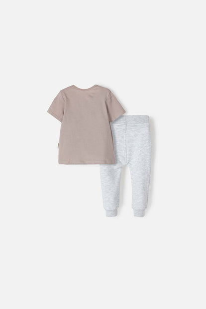 CONJUNTO  DE LITTLEMIC CON PANTALÓN LARGO GRIS Y TAUPE PARA BEBÉ NIÑO