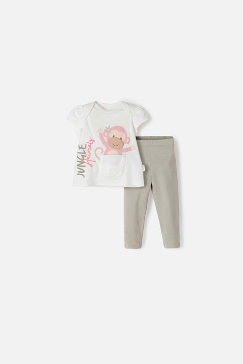 Card slide image -  CONJUNTO DE LITTLEMIC CON PANTALÓN LARGO VERDE PARA BEBÉ NIÑA