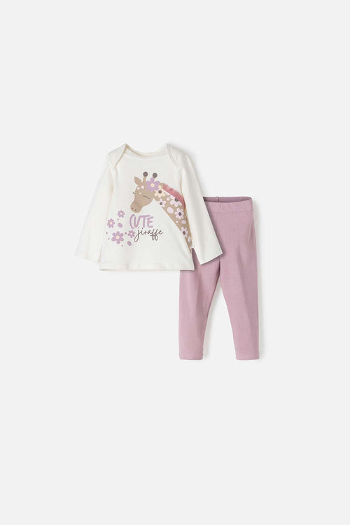 CONJUNTO DE LITTLEMIC CON PANTALÓN LARGO LILA PARA BEBÉ NIÑA