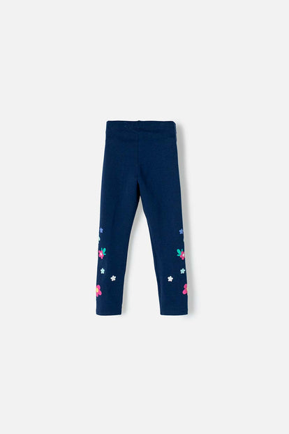 LEGGINGS AZUL CON FLORES PARA NIÑA 2T A 5T