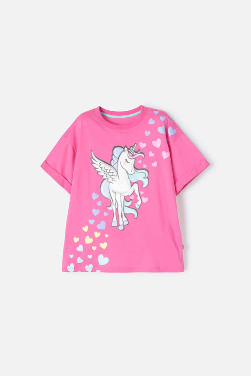 CAMISETA DE MIC MANGA CORTA ROSADA PARA NIÑA