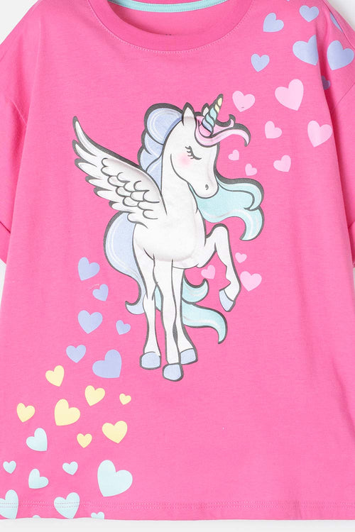 CAMISETA DE MIC MANGA CORTA ROSADA PARA NIÑA