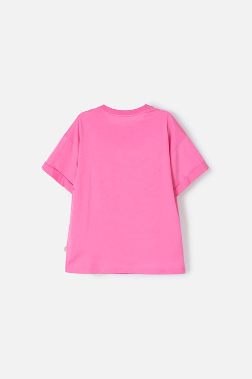 CAMISETA DE MIC MANGA CORTA ROSADA PARA NIÑA