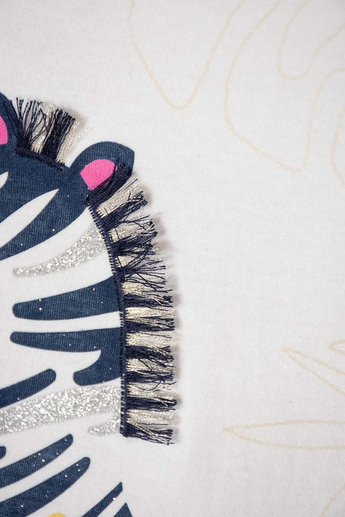 CAMISETA DE LITTLEMIC MANGA CORTA MARFIL PARA NIÑA 2T A 5T