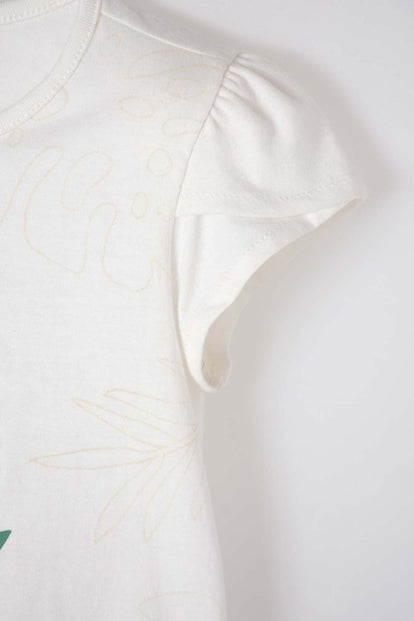 CAMISETA DE LITTLEMIC MANGA CORTA MARFIL PARA NIÑA 2T A 5T