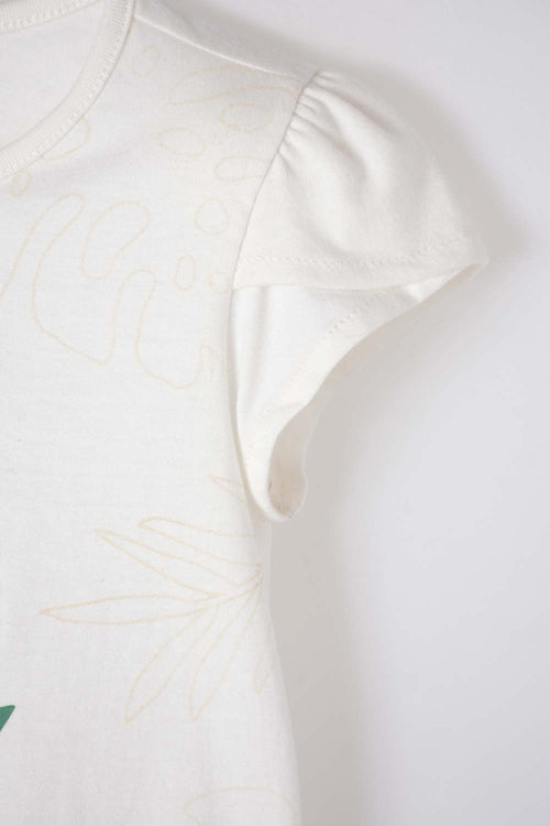 CAMISETA DE LITTLEMIC MANGA CORTA MARFIL PARA NIÑA 2T A 5T