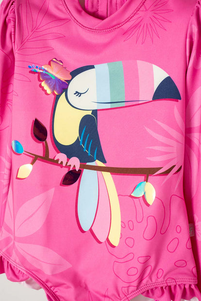 VESTIDO DE BAÑO LITTLEMIC ENTERO ROSADO PARA NIÑA 2T A 5T