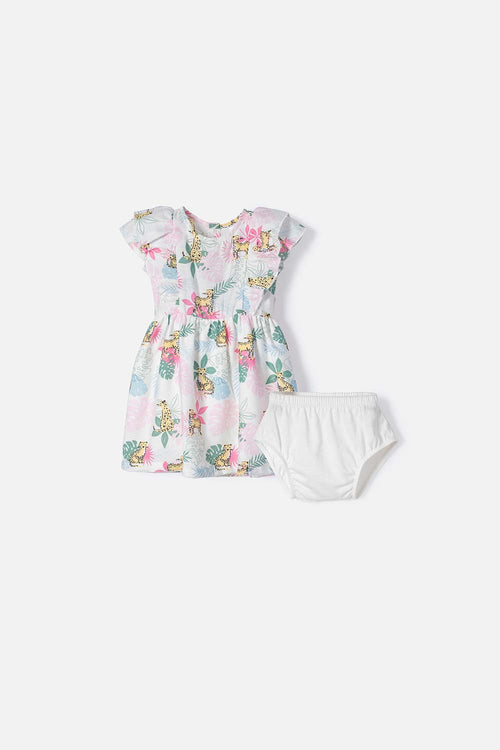 VESTIDO LITTLEMIC CON BOLERO MULTICOLOR PARA BEBE NIÑA