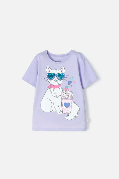 CAMISETA DE MIC MANGA CORTA LILA PARA NIÑA