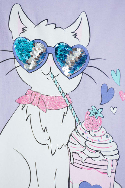 CAMISETA DE MIC MANGA CORTA LILA PARA NIÑA