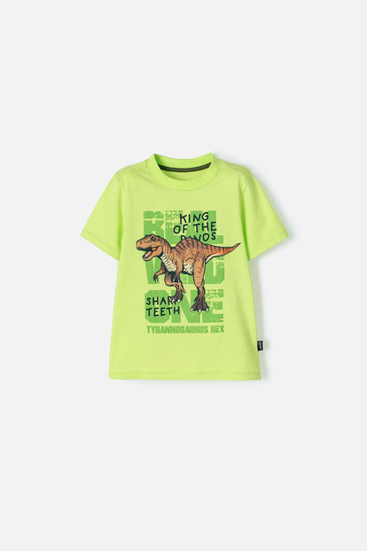  CAMISETA DE LITTLEMIC MANGA CORTA VERDE PARA NIÑO 2T A 5T