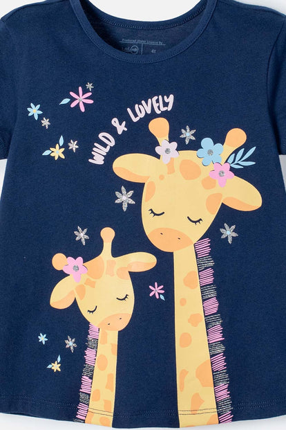 CAMISETA DE LITTLEMIC MANGA CORTA AZUL PARA NIÑA 2T A 5T