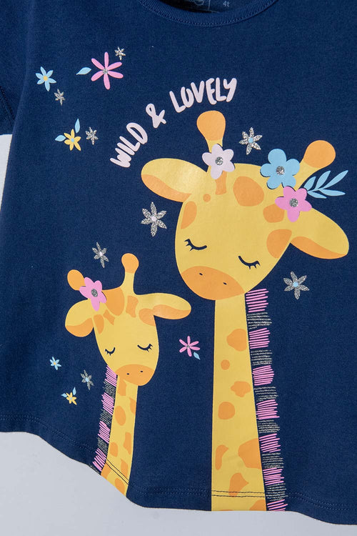 CAMISETA DE LITTLEMIC MANGA CORTA AZUL PARA NIÑA 2T A 5T