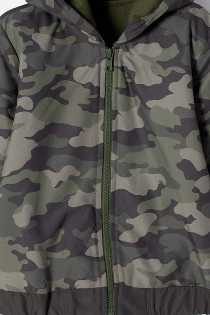 CHAQUETA LITTLEMIC CON CIERRE VERDE MILITAR NIÑO 2T A 5T