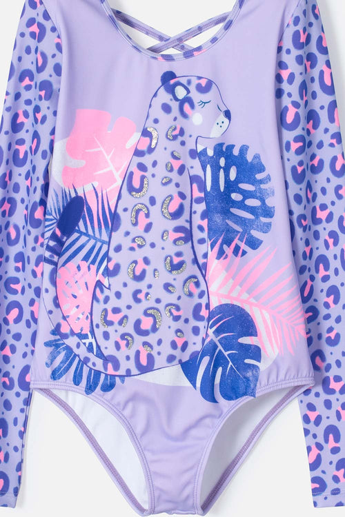 Card slide image -  VESTIDO DE BAÑO MIC MANGA LARGA MORADO PARA NIÑA