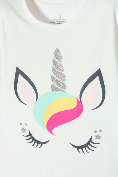  CAMISETA MIC MANGA CORTA MARFIL PARA NIÑA