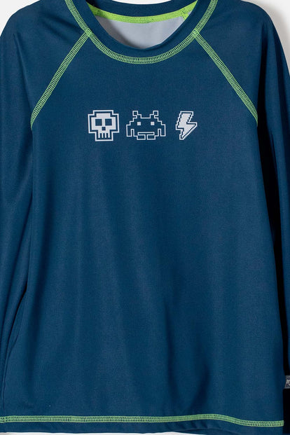 CAMISETA DE BAÑO MIC AZUL OSCURA MANGA LARGA PARA NIÑO