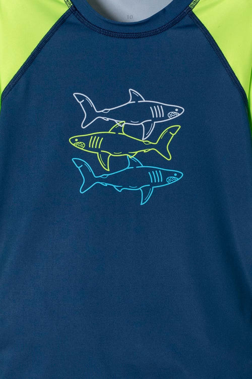 CAMISETA DE BAÑO DE MIC AZUL Y VERDE PARA NIÑO