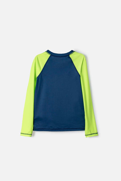 CAMISETA DE BAÑO DE MIC AZUL Y VERDE PARA NIÑO