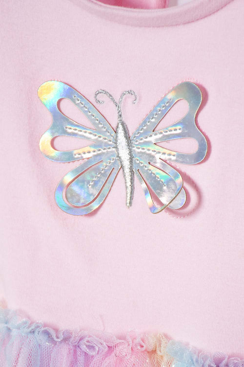 VESTIDO DE LITTLEMIC MANGA CORTA ROSADO PARA BEBÉ NIÑA