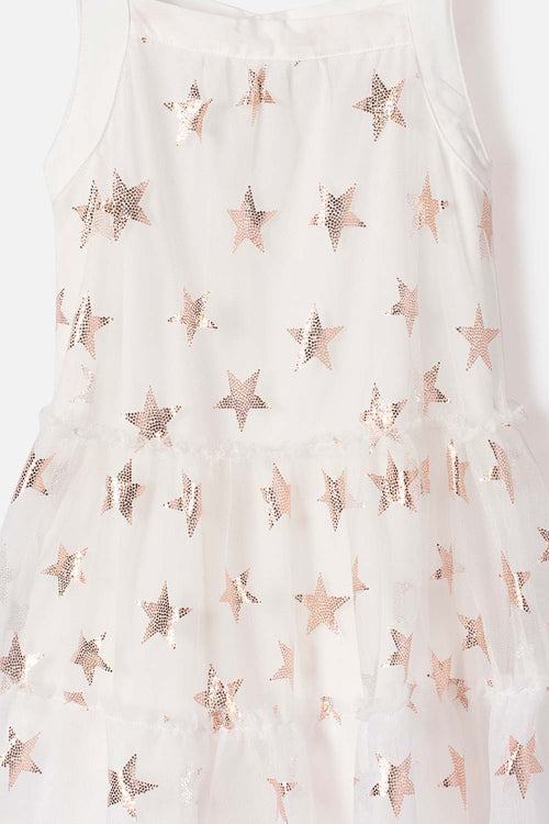 VESTIDO DE LITTLEMIC MANGA SISA CRUDO PARA NIÑA 2T A 5T