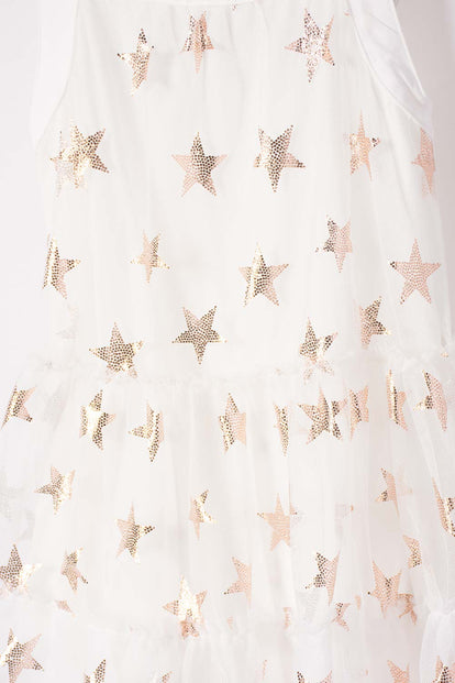 VESTIDO DE LITTLEMIC MANGA SISA CRUDO PARA NIÑA 2T A 5T