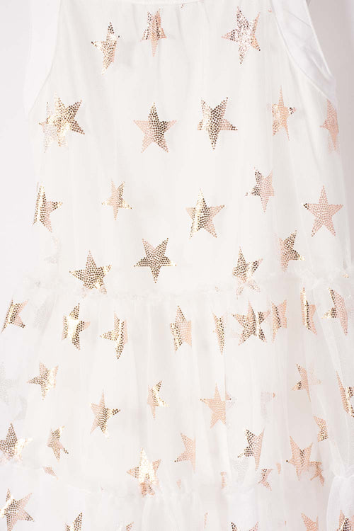 VESTIDO DE LITTLEMIC MANGA SISA CRUDO PARA NIÑA 2T A 5T