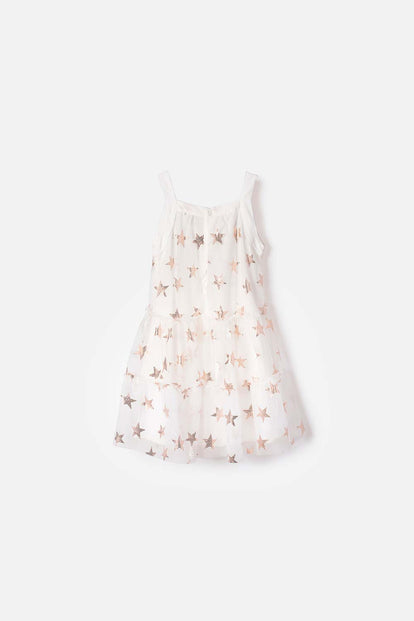 VESTIDO DE LITTLEMIC MANGA SISA CRUDO PARA NIÑA 2T A 5T