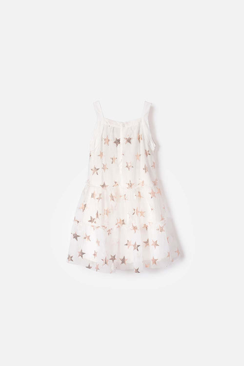 VESTIDO DE LITTLEMIC MANGA SISA CRUDO PARA NIÑA 2T A 5T