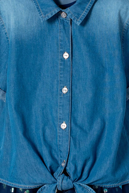 VESTIDO DE MIC CON FALDA EN TULL AZUL PARA NIÑA