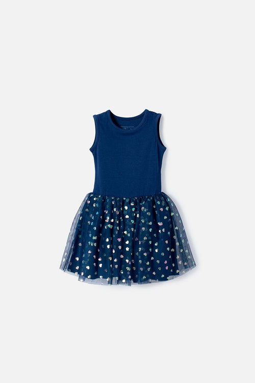 VESTIDO DE LITTLEMIC CON TULL AZUL PARA NIÑA 2T A 5T