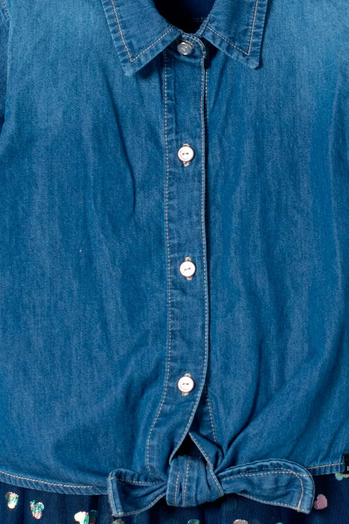 VESTIDO DE LITTLEMIC CON TULL AZUL PARA NIÑA 2T A 5T