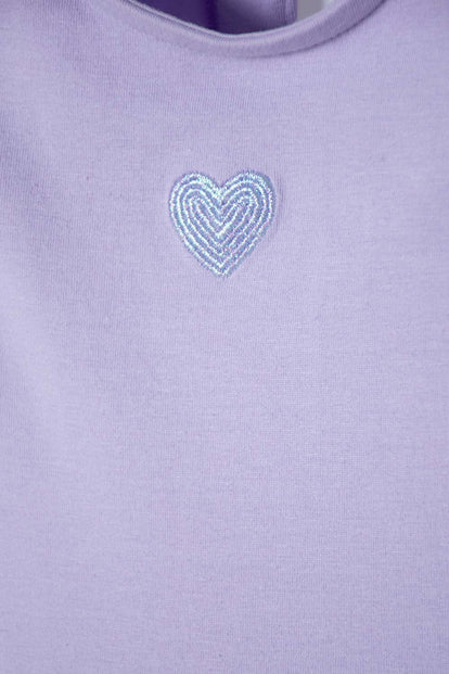 VESTIDO DE LITTLEMIC MANGA CORTA LILA PARA NIÑA 2T A 6T