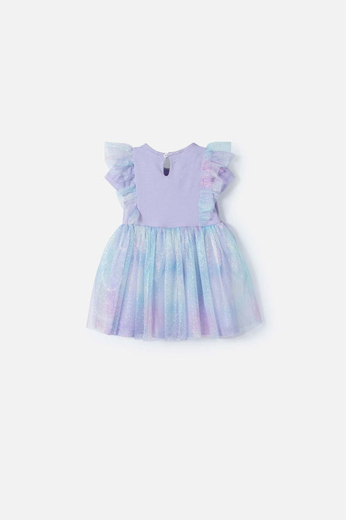 VESTIDO DE LITTLEMIC MANGA CORTA LAVANDA PARA BEBÉ NIÑA