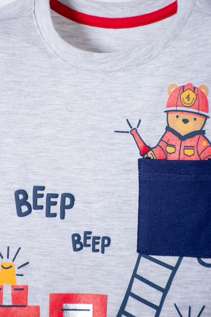 CAMISETA LITTLEMIC GRIS MANGA CORTA PARA NIÑO 2T A 5T