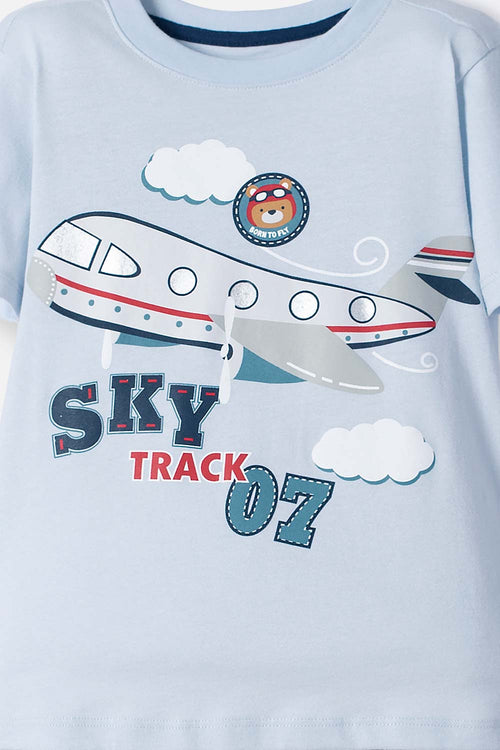 CAMISETA LITTLEMIC AZUL CLARA MANGA CORTA PARA NIÑO 2T A 5T